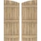 Ekena Millwork Americraft 6-Board (3 Batten) Wood Joined Board-n-Batten Shutters w/Ellipt Top, ARW401BE621X77UNH, PR ARW401BE621X77UNH - alternate 1